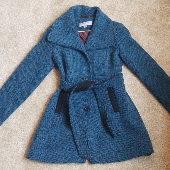 Andrew Marc Jackets & Blazers - Andrew Marc Tina Wool Belted Coat Teal/Black